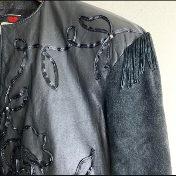 KAREN OKADA Vintage Cropped Leather Fringe Jacket - Picture 3 of 5
